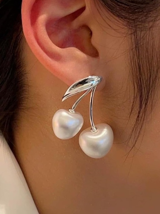 Anthropologie Jewelry - Anthropologie Silver-Tone Pearl Cherry Drop Earrings